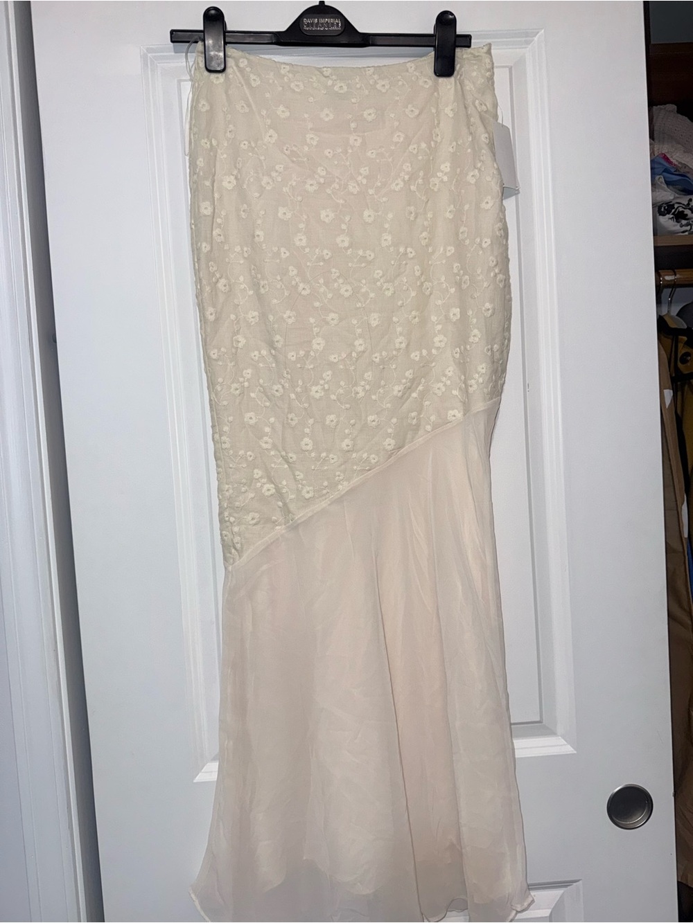 House of CB Cream Floral Embroidered Maxi Skirt